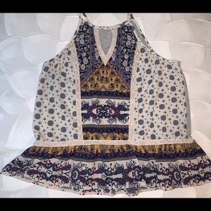 Mixed pattern tank top